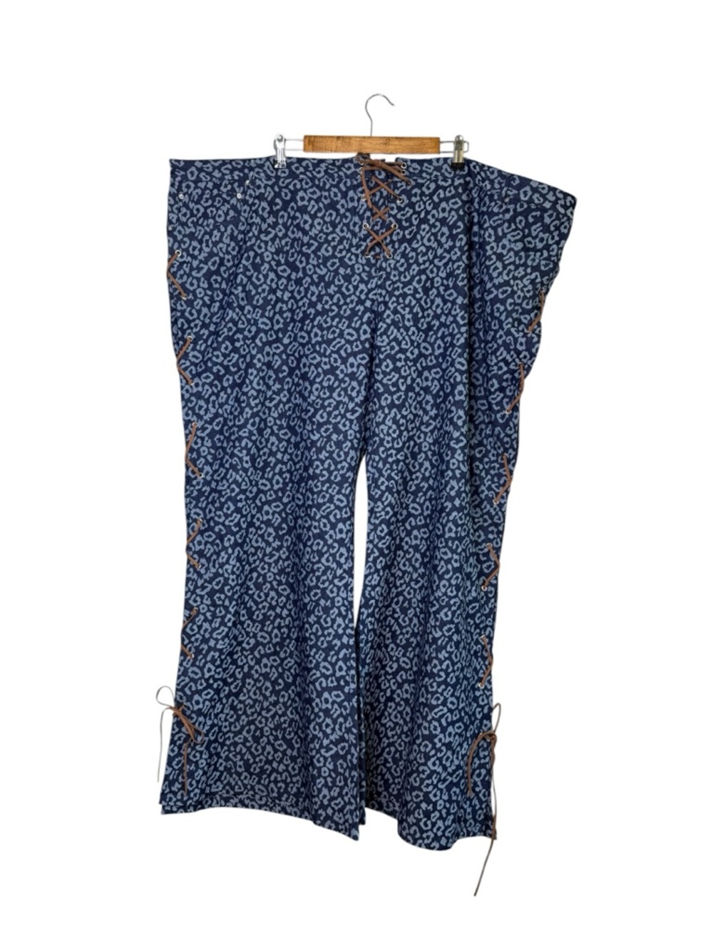 Tunnel Vision Lace Up Corset Leopard Print Flare Jeans Western Maximalist Plus